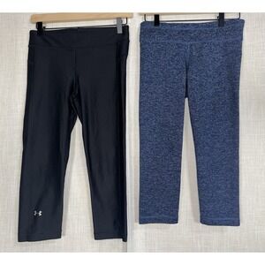 Under Armour Leggings Women's M Medium LOT of 2 Yoga Pants Running Capri Blue